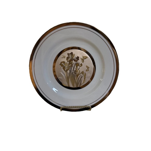 Other - Art Of Chokin Lillies pure copper‎ etching & 24k Gold Plate 8" Preowned